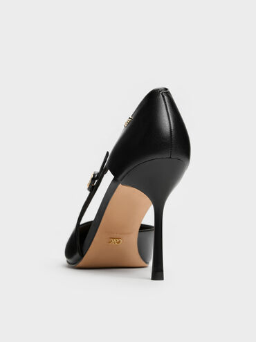 Gi&agrave;y cao g&oacute;t b&iacute;t mũi Leather, Đen, hi-res