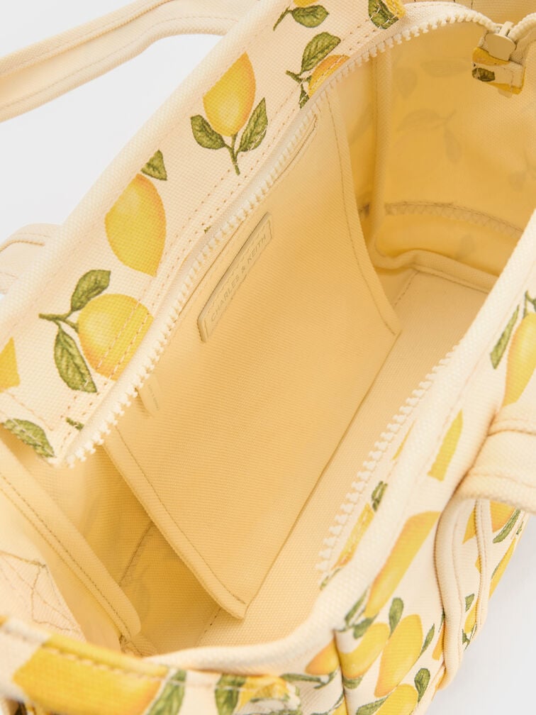 T&uacute;i tote Amity Canvas Lemon-Print, Butter Yellow, hi-res