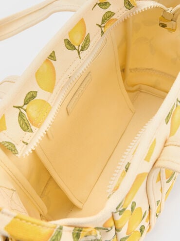 T&uacute;i tote Amity Canvas Lemon-Print, Butter Yellow, hi-res