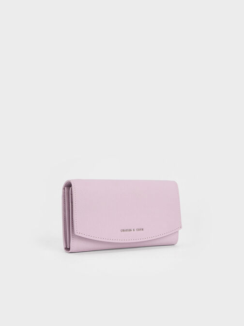 Curved Flap Long Wallet, Lilac, hi-res