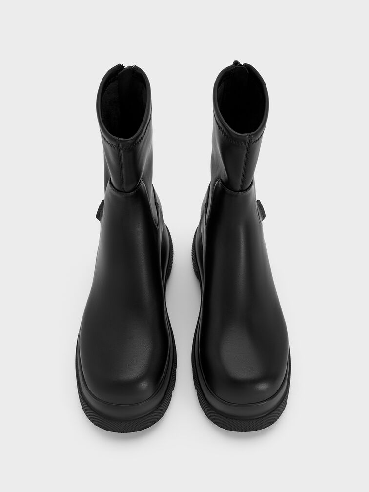 Leoi Back-Zip Chunky Ankle Boots, Black, hi-res