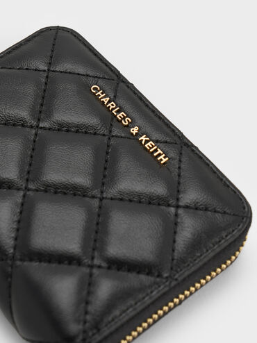 V&iacute; ngắn d&aacute;ng gập Alva Quilted, Đen, hi-res