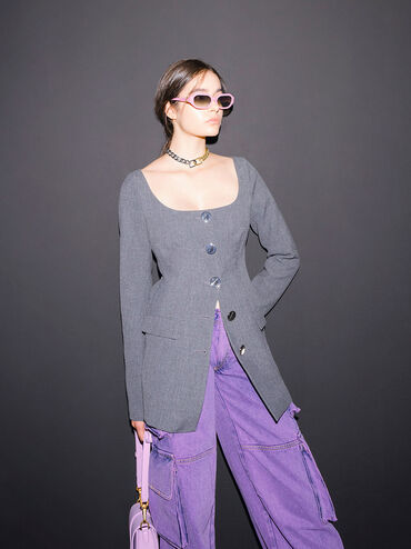 Gabine Recycled Acetate Oval Sunglasses, Violet, hi-res