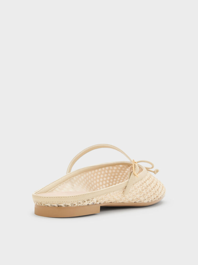 Gi&agrave;y mules đế thấp Raffia, Be, hi-res