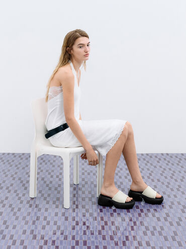 Baxie Silk Two-Tone Platform Mules, Chalk, hi-res