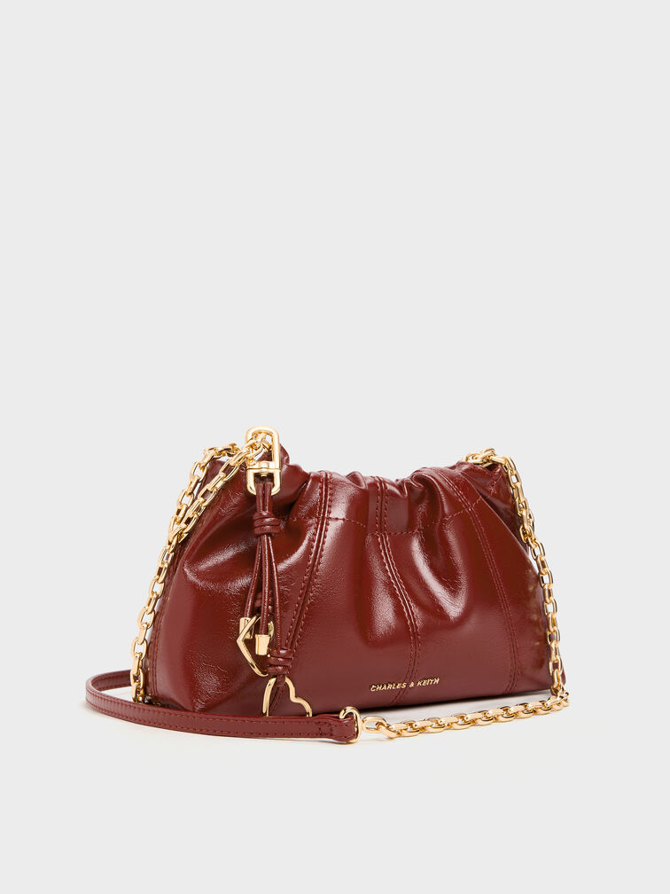 Ciara Ruched Crossbody Bag, Burgundy, hi-res