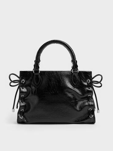 Mini Nylah Grommet Lace-Up Tote Bag, Noir, hi-res