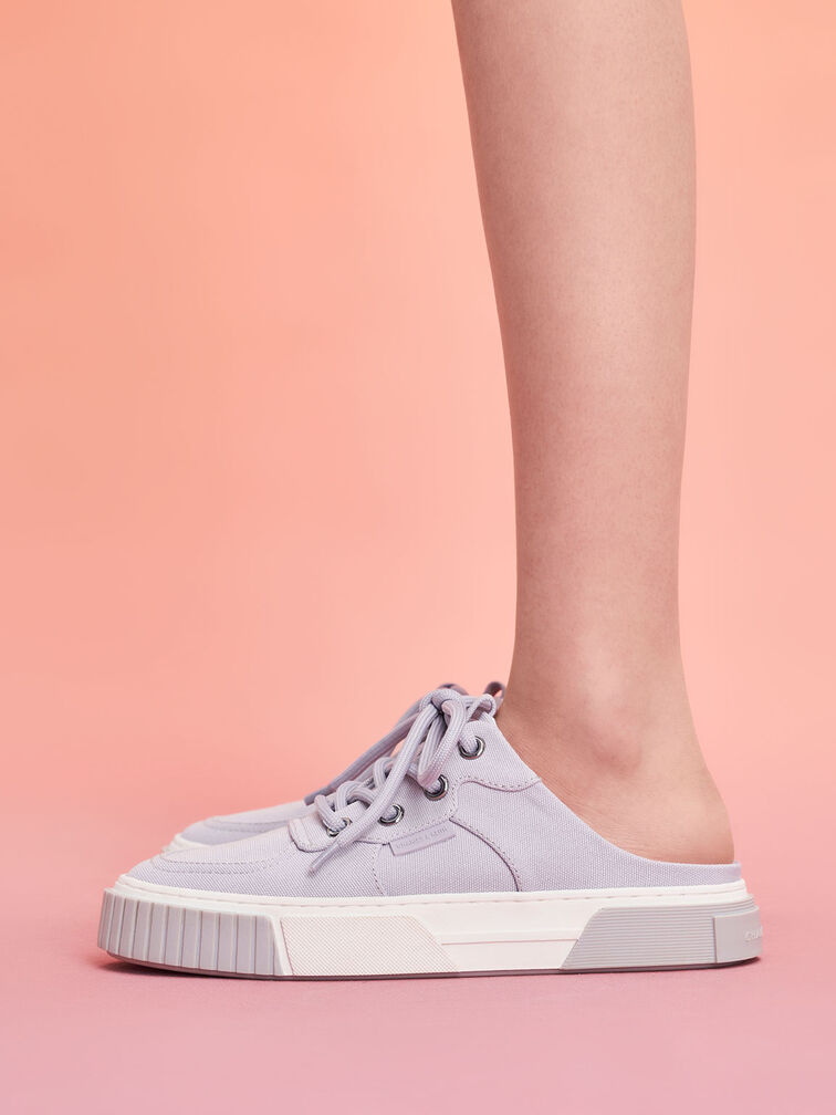 Giày sneakers Canvas Panelled Slip-On, Xám hoa lilac, hi-res