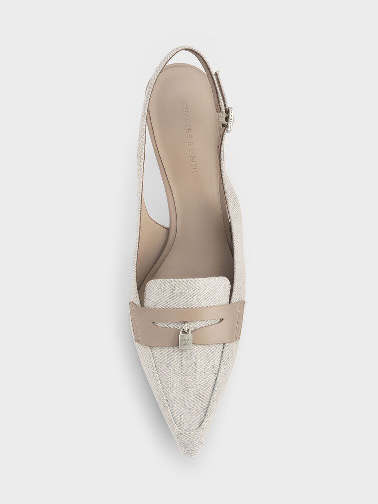 Griselda Two-Tone Slingback Pumps, Light Grey, hi-res