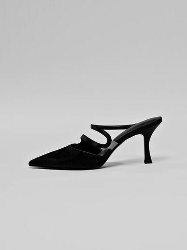 Gi&agrave;y mules cao g&oacute;t Arden Satin, Đen họa tiết, hi-res