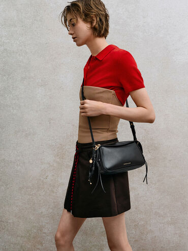 T&uacute;i đeo vai Mini Haylen, Đen, hi-res