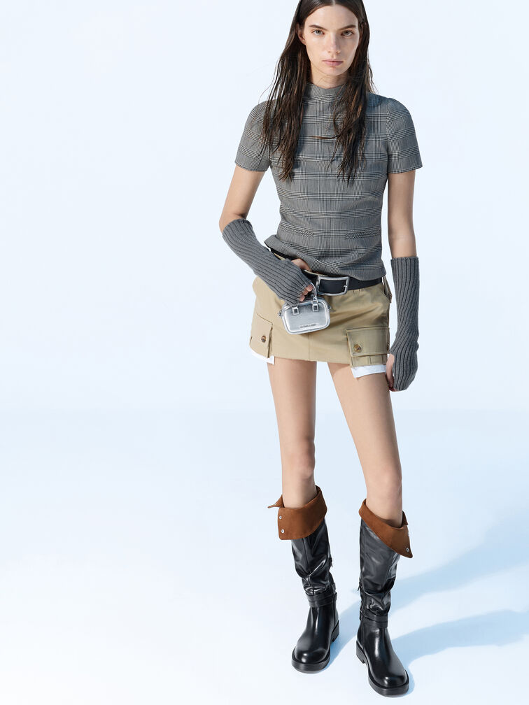 Móc khoá hình túi Sianna Metallic, Bạc, hi-res