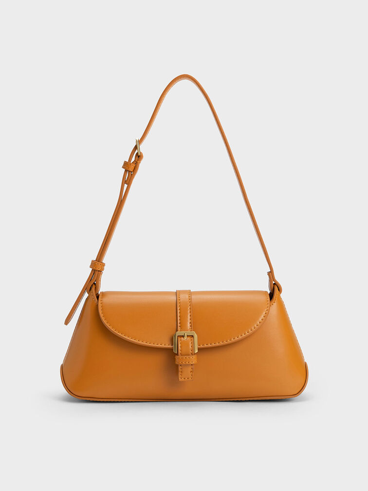 Annelise Double Belted Shoulder Bag, Orange, hi-res