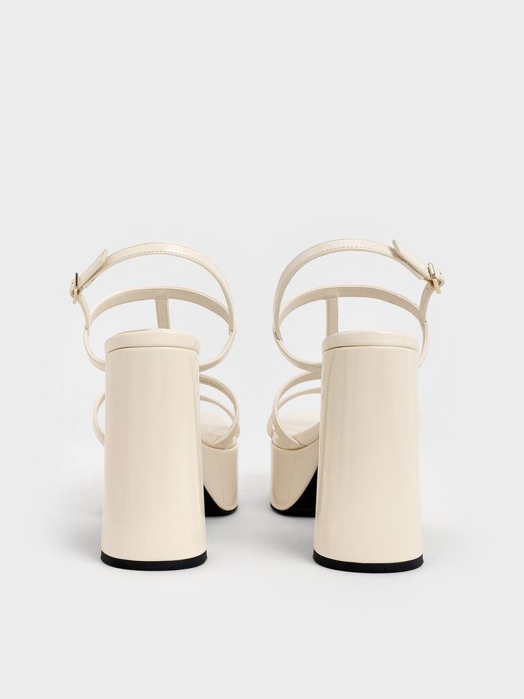 Gi&agrave;y sandal cao g&oacute;t Patent T-Bar Strappy, Phấn, hi-res