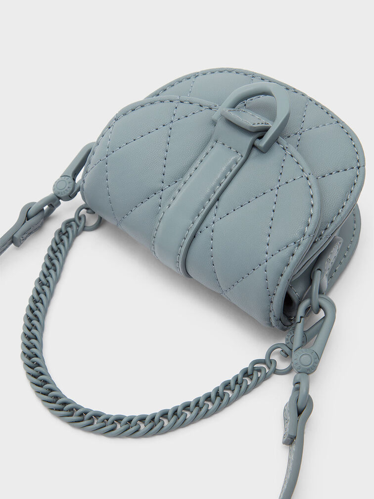 T&uacute;i đeo vai nữ nắp gập Micro Gabine Two Tone, Xanh kim loại, hi-res