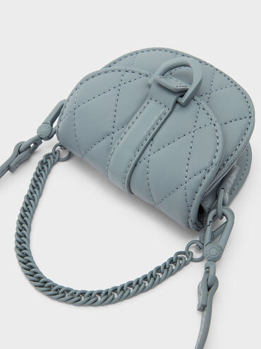 T&uacute;i đeo vai nữ nắp gập Micro Gabine Two Tone, Xanh kim loại, hi-res