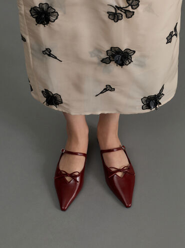 Gi&agrave;y mules cao g&oacute;t mũi nhọn, Đỏ burgundy, hi-res