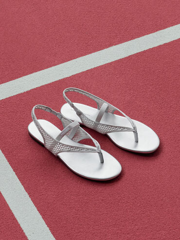 Gi&agrave;y sandals đế bệt Ellory, Bạc, hi-res