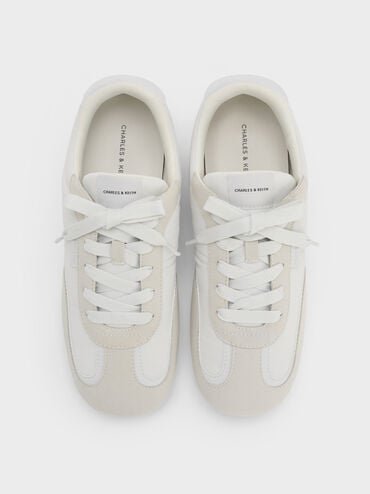 Giày sneakers cổ thấp Nylon Contrast-Panel, Trắng, hi-res