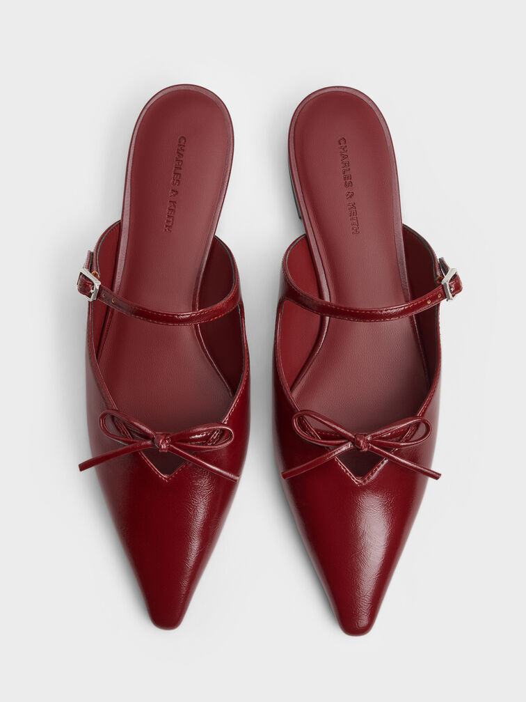Gi&agrave;y mules cao g&oacute;t mũi nhọn, Đỏ burgundy, hi-res