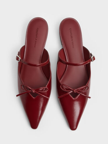 Gi&agrave;y mules cao g&oacute;t mũi nhọn, Đỏ burgundy, hi-res