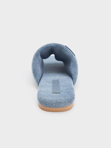 D&eacute;p quai ngang Denim Puffy Wide-Strap, Xanh denim, hi-res