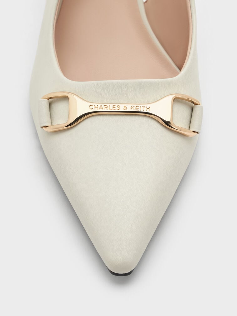 Leslie Metallic-Accent Slingback Pumps, Chalk, hi-res