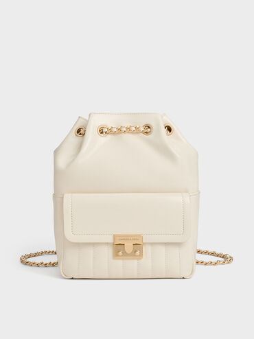 Donna Crinkle-Effect Backpack, Cream, hi-res