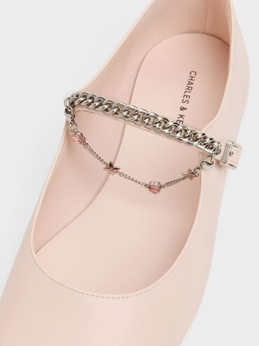 Gi&agrave;y b&uacute;p b&ecirc; đế bệt Double-Chain Charm, Hồng, hi-res