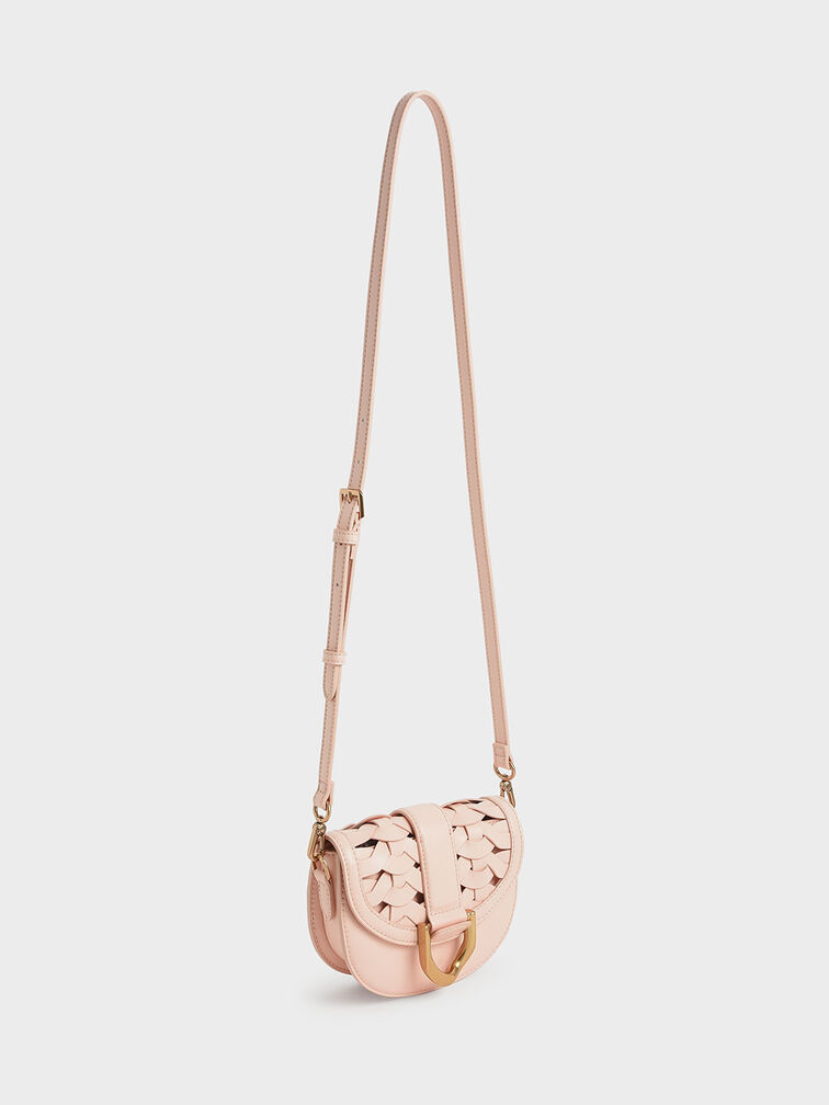 T&uacute;i đeo vai Mini Gabine Woven, Hồng nhạt, hi-res