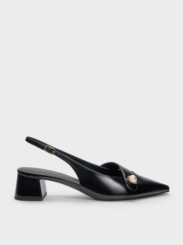 Gi&agrave;y sandals cao g&oacute;t Marie, Đen b&oacute;ng nh&aacute;m, hi-res