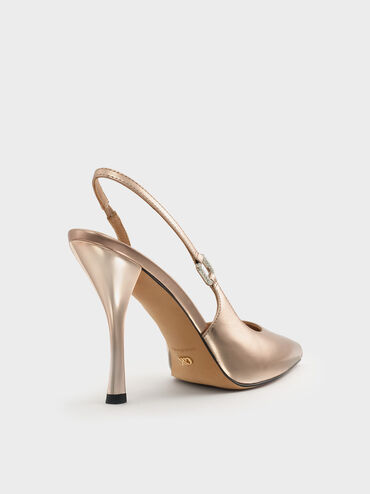 Gi&agrave;y sandals cao g&oacute;t Metallic Leather, Đồng, hi-res