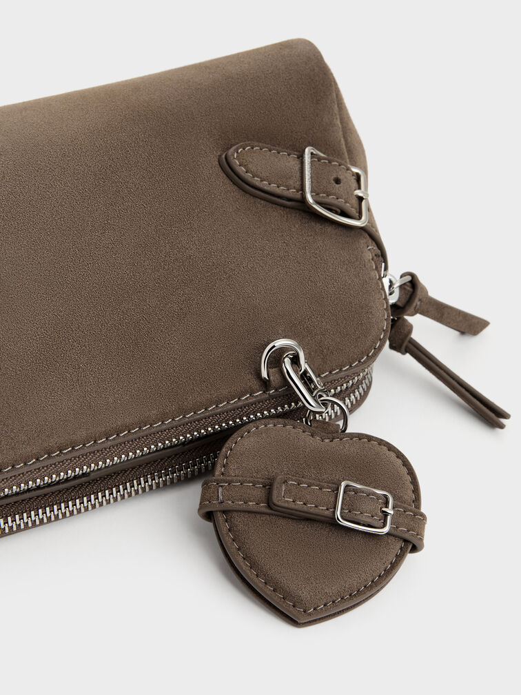 T&uacute;i đeo vai phối charm tr&aacute;i tim Nellie, Stone Grey, hi-res
