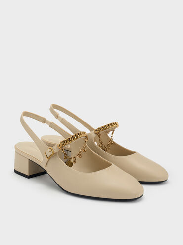 Gi&agrave;y sandals cao g&oacute;t Double-Chain Charm phấn, Phấn, hi-res