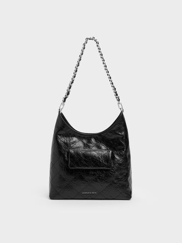 T&uacute;i đeo vai Duo Quilted Front-Pocket, Noir, hi-res