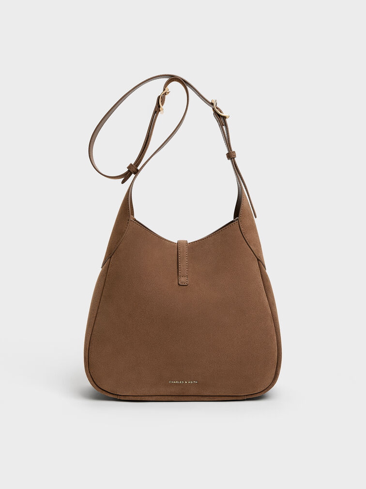 Adalyn Recycled Suede Hobo Bag, Mocha Brown, hi-res