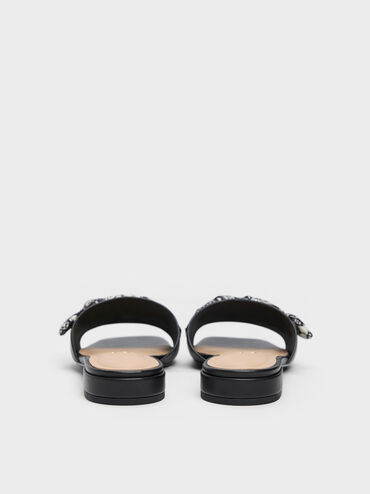 Tayari Leather Printed-Strap Slide Sandals, Black, hi-res