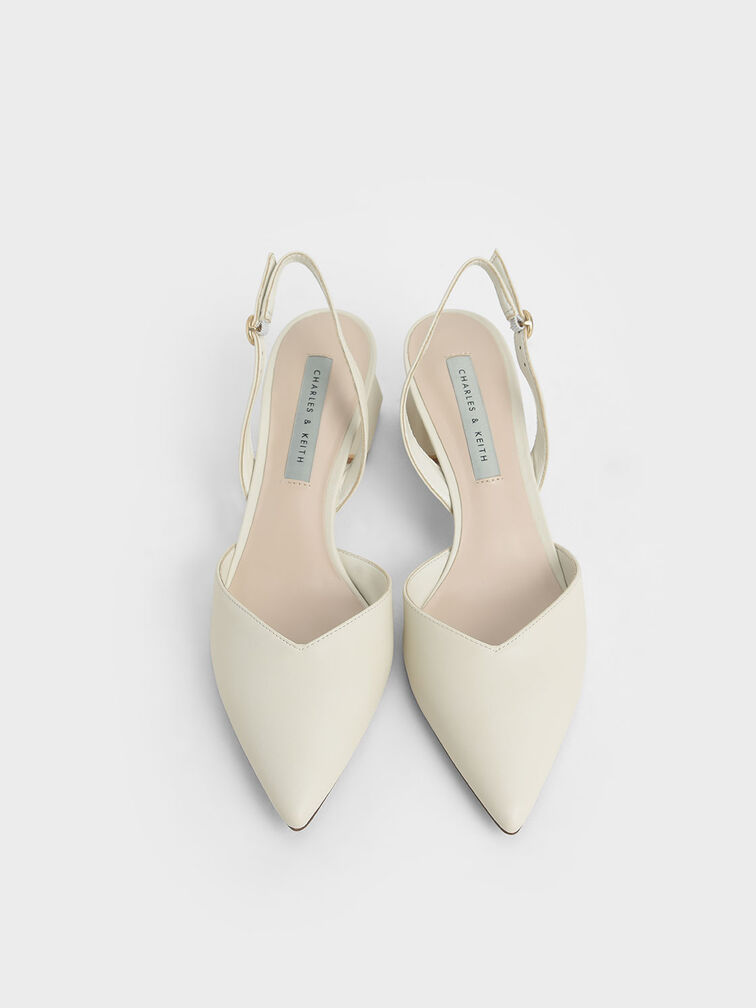 Katarina Trapeze Heel Slingback Pumps, Chalk, hi-res