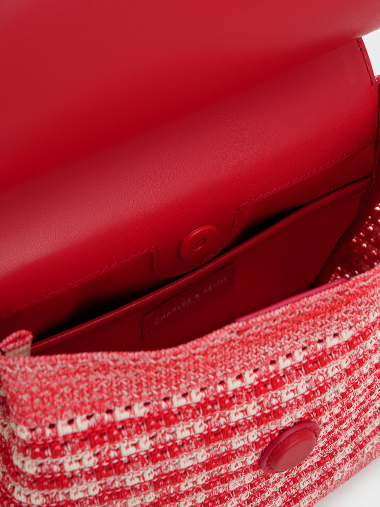 Girls' Ida Knitted Gingham Backpack, Gingham Red, hi-res