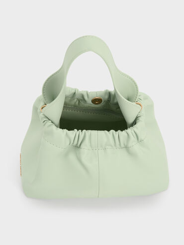 Ally Ruched Slouchy Chain-Handle Bag, Mint Green, hi-res