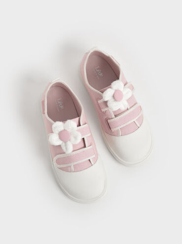 Giày sneakers bé gái Flower-Embellished Canvas, Hồng nhạt, hi-res
