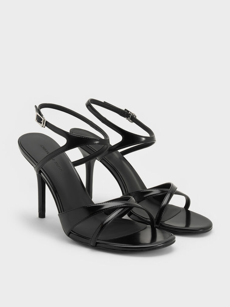 Gi&agrave;y sandals cao g&oacute;t Crossover, Đen b&oacute;ng nh&aacute;m, hi-res