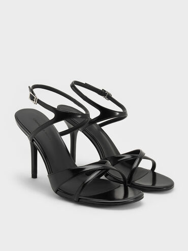 Gi&agrave;y sandals cao g&oacute;t Crossover, Đen b&oacute;ng nh&aacute;m, hi-res