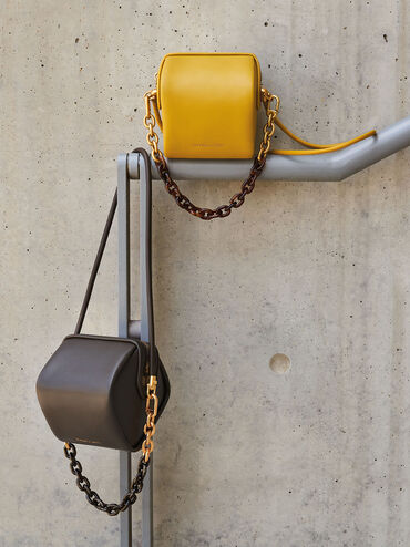 Túi đeo vai nữ Ridley Chain Link Boxy, Xanh rêu đậm, hi-res
