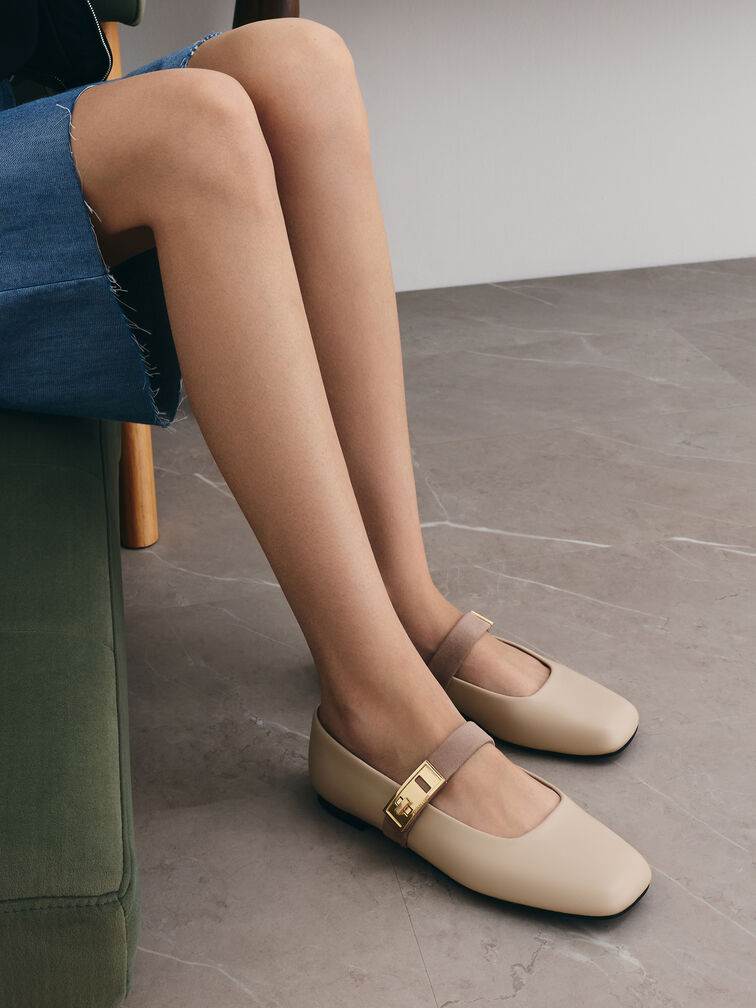 Gi&agrave;y b&uacute;p b&ecirc; quai ngang Lando Two-Tone, Phấn, hi-res