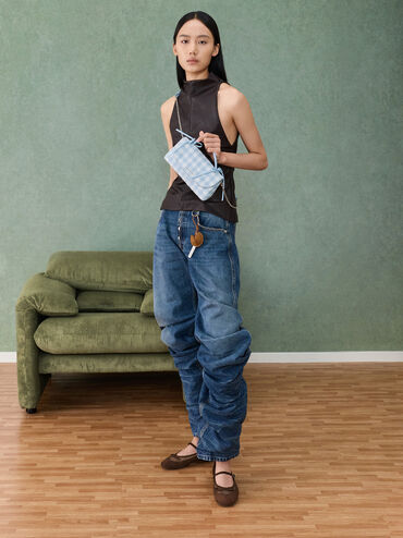 Mulligan Faux Suede & Mesh Mary Janes, Dark Brown Textured, hi-res