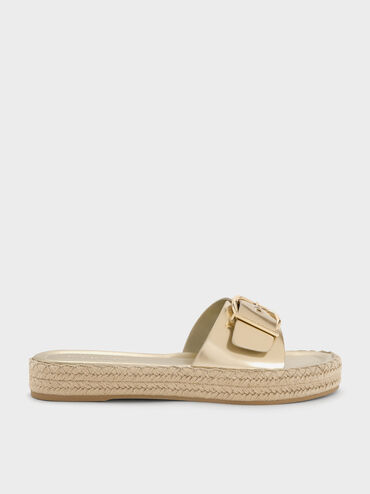 Kaida Metallic Buckled Espadrille Sandals, Light Gold, hi-res