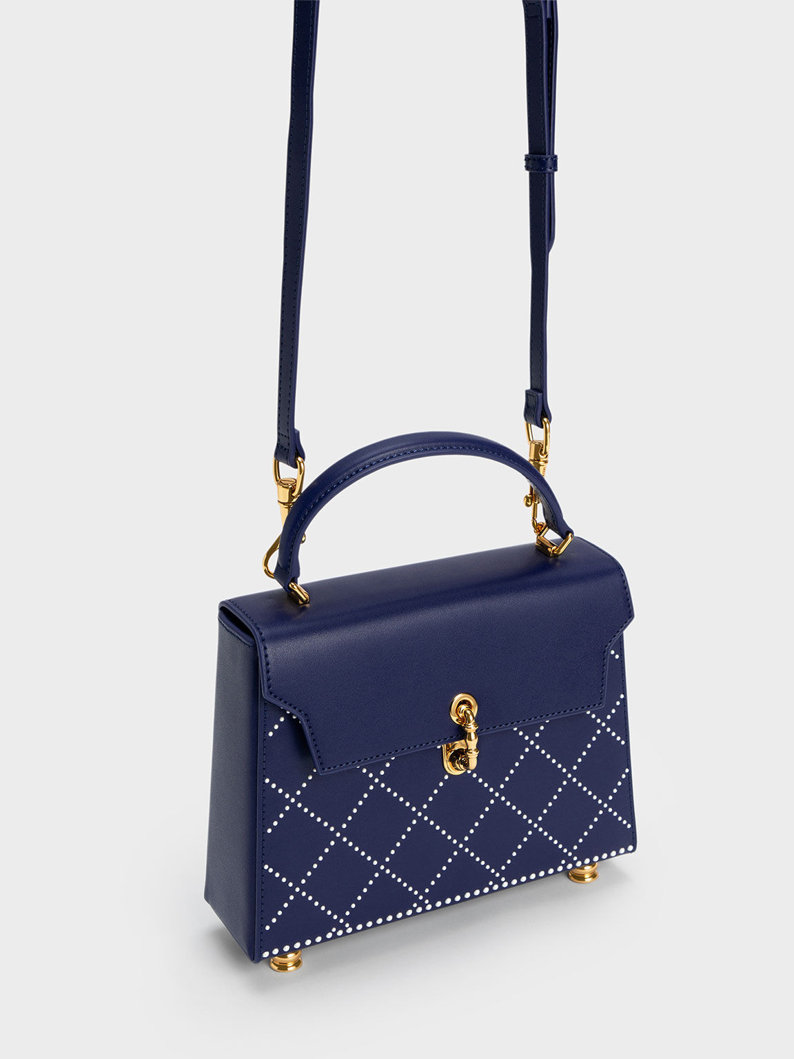 Marietta Bead-Embellished Trapeze Bag, Navy, hi-res