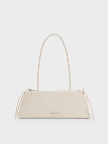 Hazel Bow Elongated Shoulder Bag, Cream, hi-res