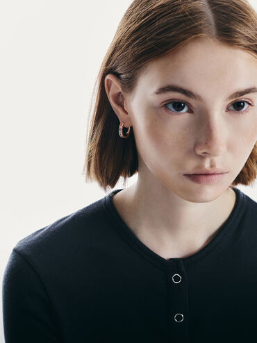 Maeve Crystal-Embellished Hoop Earrings, Rose Gold, hi-res